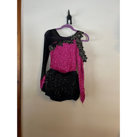 Weissman Dreamer 10503 Biketard Peplum Sequin Dance Costume in Plum Black Small - Picture 2 of 12